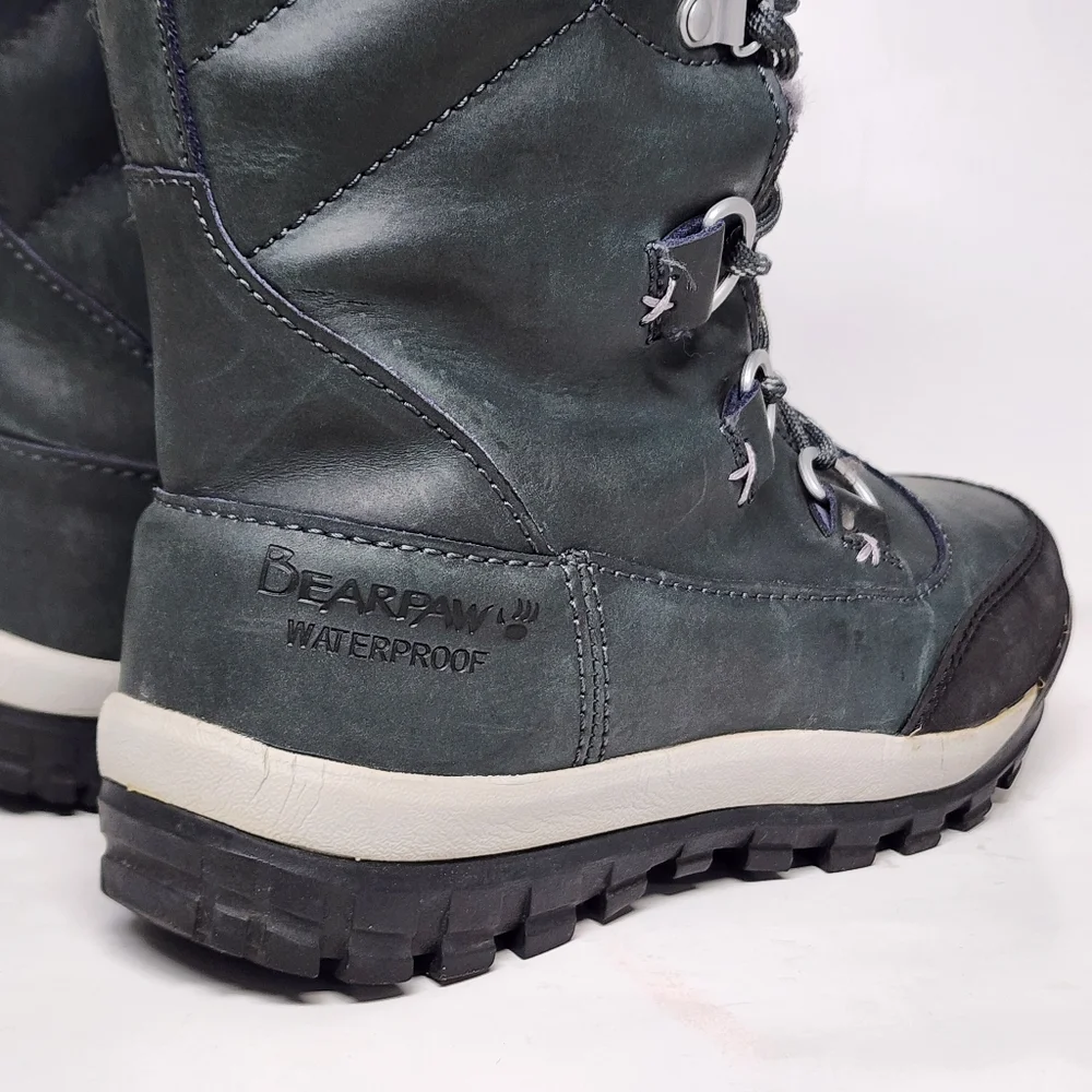 Bearpaw Womens Isabella Gray Wool Waterproof Sheepskin Snow Boots Shoes Size 7 - Picture 6 of 9